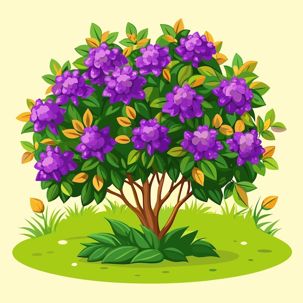 Purple fowers bush vector illustration