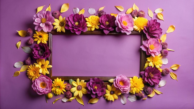 a purple frame with flowers on it and a frame that says quot spring quot