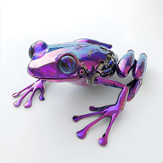 a purple frog with a purple body and a chain on it