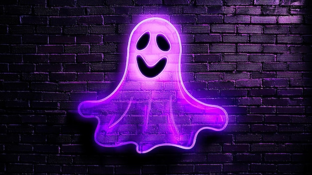 Photo a purple ghost with a happy face on it