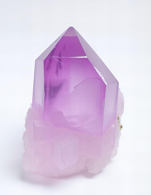 Photo a purple glass pyramid with a stone inside