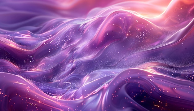 purple and gold abstract background with flowing fabric and stars generative ai