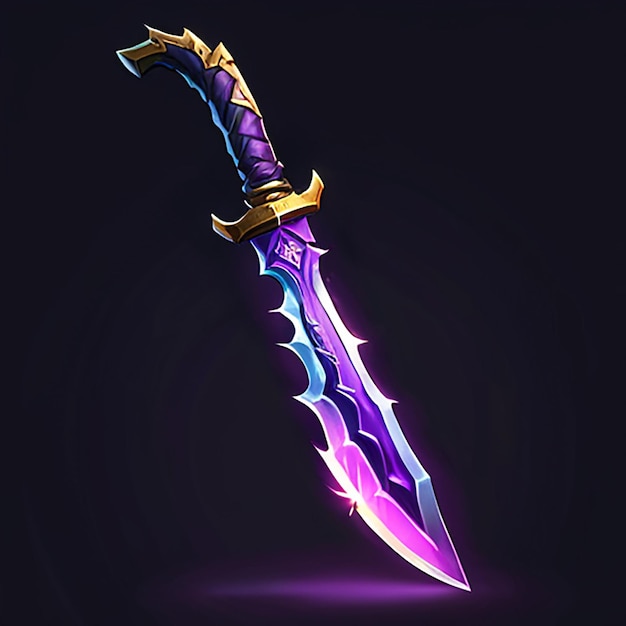 a purple and gold sword