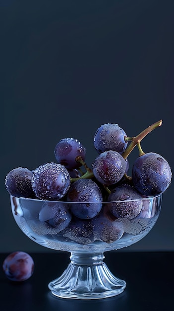 purple grapes in crystal bowl