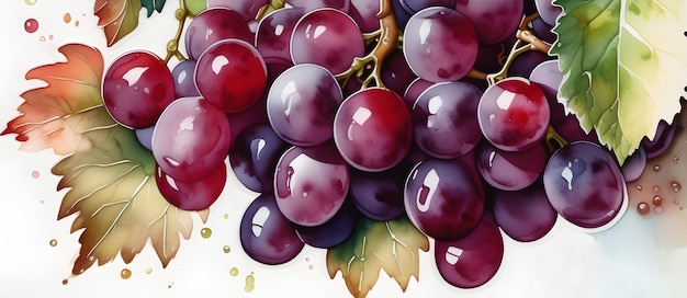 Purple Grapes Painting Alkohol Washed Ink Colors Watercolor Drawing Artwork Background Wall Art