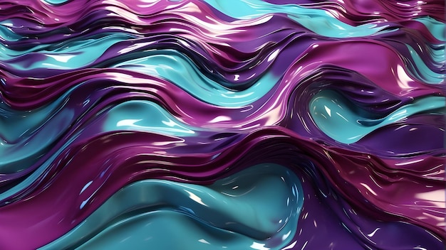 a purple and green colored wave is painted on a purple background