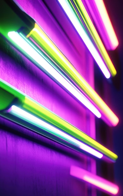 Photo purple and green neon lights texture background