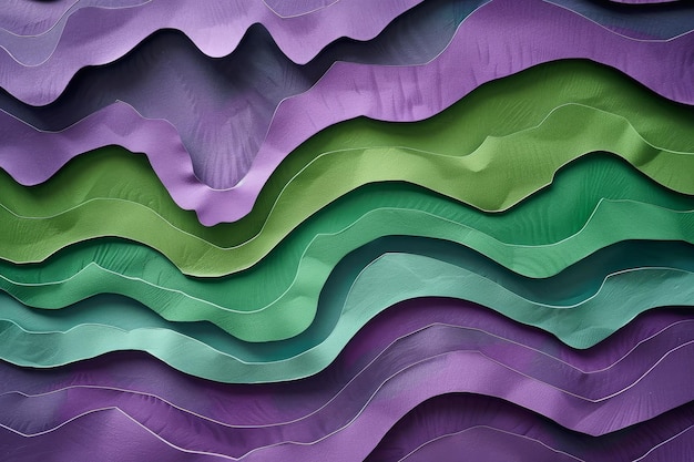 Purple and green topographic pattern abstract layered terrain background colorful wavy design