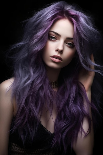 Purple hair color that is purple and has a lot of purple hair.