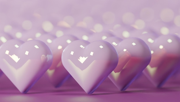 a purple heart shaped object is sitting in a row of purple chairs