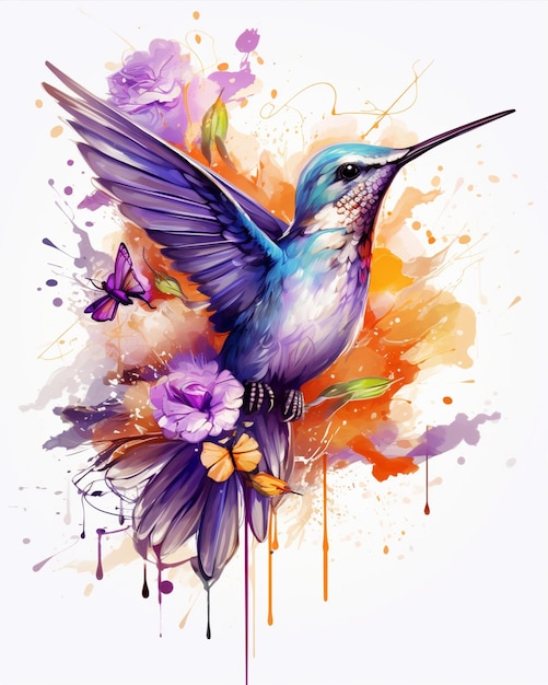 Purple Hummingbird Coloring Page