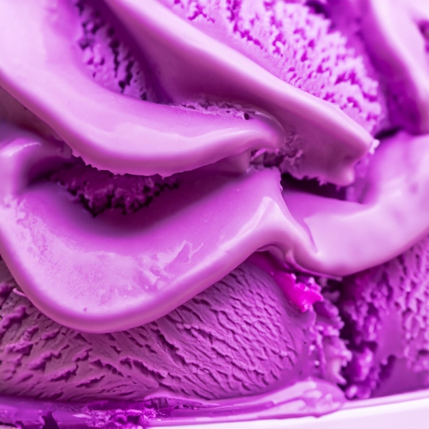 Photo a purple ice cream container with purple ice cream in it