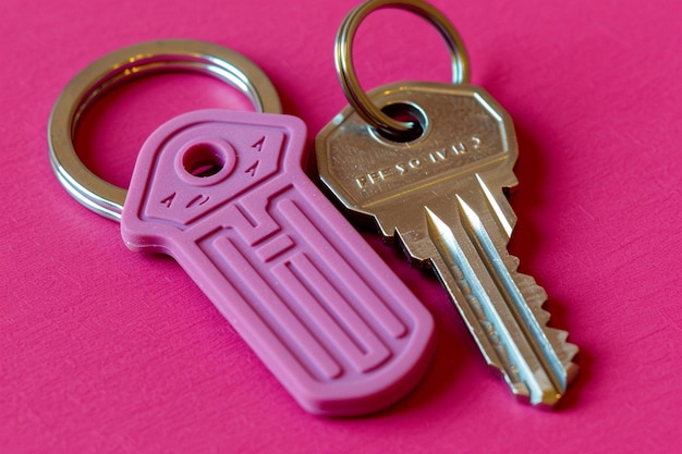 Photo a purple keychain with the word quot key quot on it