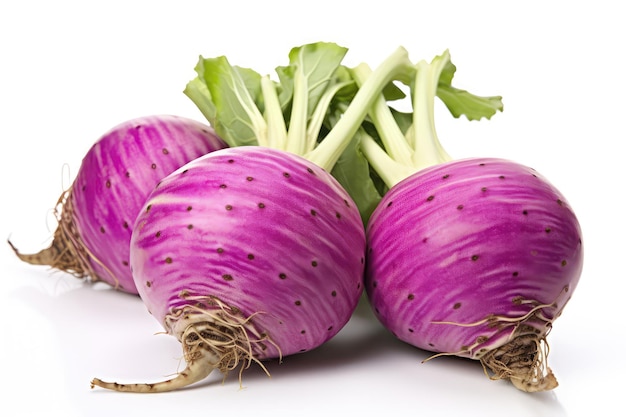 Purple Kohlrabi Closeup On White Background