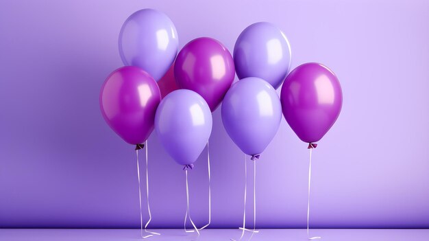 Photo purple and lavender balloons on a purple background for party decorations