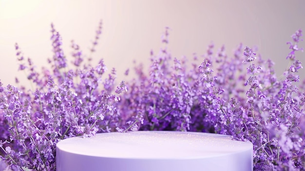 Purple Lavender and Round Platform for Product Display