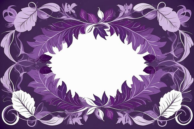 Photo purple leafy frame design vector