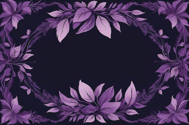 Purple leafy frame design vector