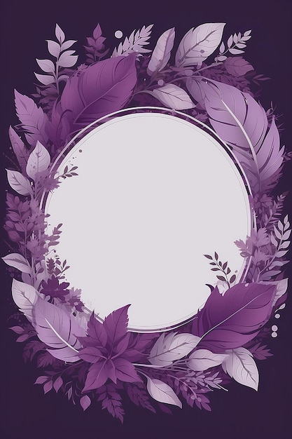 Purple leafy frame design vector