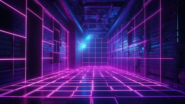 Purple led lights neon lights intel core created with Generative AI technology