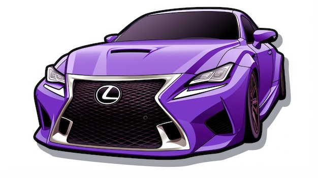 Purple Lexus cartoon sticker with diecut and white background