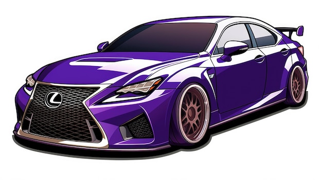 Purple Lexus cartoon sticker with diecut and white background