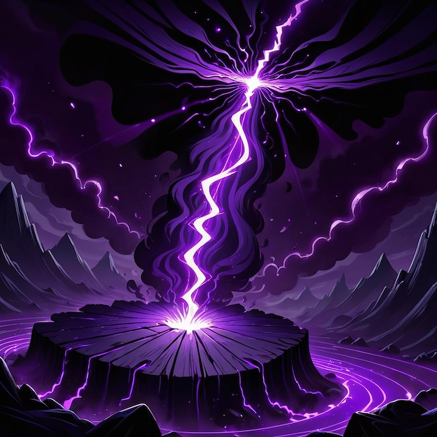 a purple lightning bolt is shown in a purple background