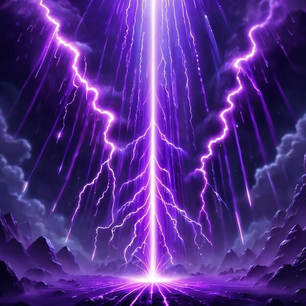 a purple lightning bolt is shown in the sky