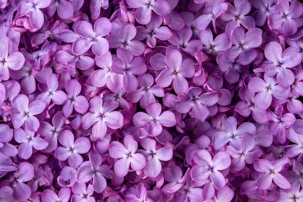 Photo purple lilac flowers as a background top view flat lay