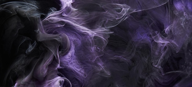 Purple lilac multicolored smoke abstract background acrylic paint underwater explosion