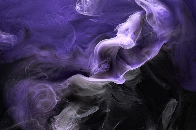 Purple lilac multicolored smoke abstract background acrylic paint underwater explosion