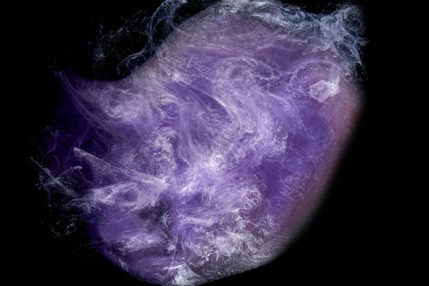 Purple lilac multicolored smoke abstract background acrylic paint underwater explosion