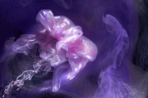 Purple lilac multicolored smoke abstract background acrylic paint underwater explosion