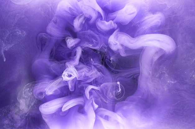 Purple lilac multicolored smoke abstract background acrylic paint underwater explosion