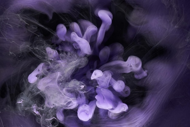 Purple lilac multicolored smoke abstract background acrylic paint underwater explosion