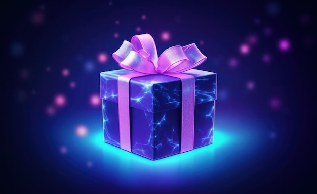 Purple magic gift box Illustration AI GenerativexA