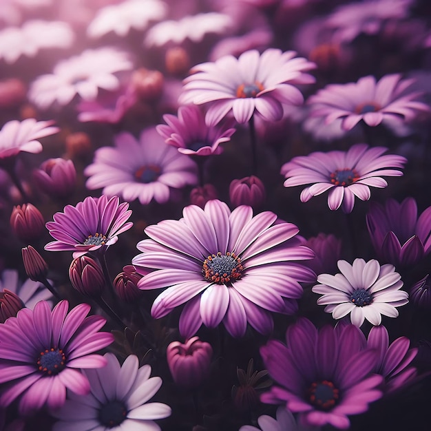 Photo purple marguerite daisies in bloom