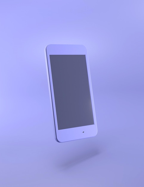 Purple mobile phone close-up, 3d illustration.