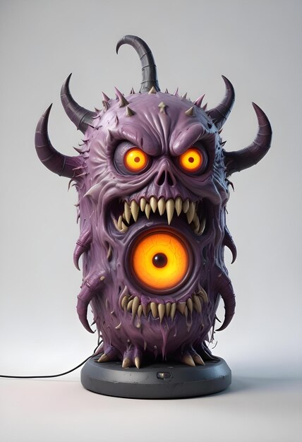 Photo a purple monster with yellow eyes and a black eye