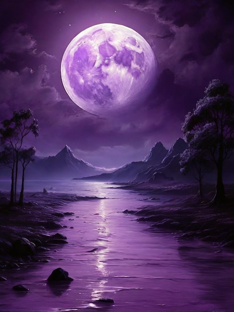 Purple moon real picture generated by AI