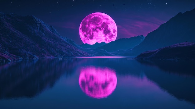 Photo a purple moon with a purple moon in the background