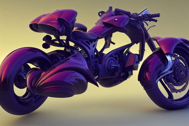 Purple motorcycle on a light background