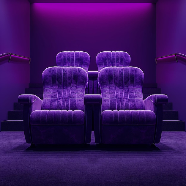 Photo a purple movie theater with purple seats and a purple wall