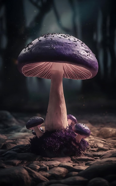 Purple Mushroom AI generated