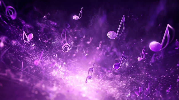 Photo purple music notes on a purple background