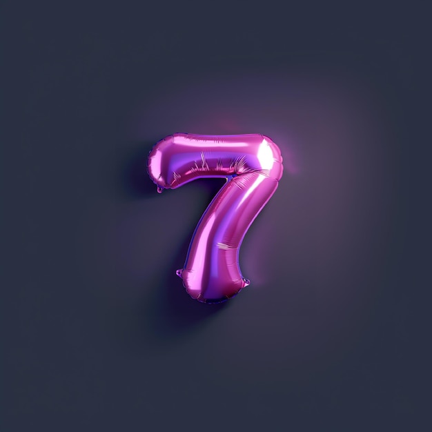 Photo a purple number 7 is hanging from a purple balloon