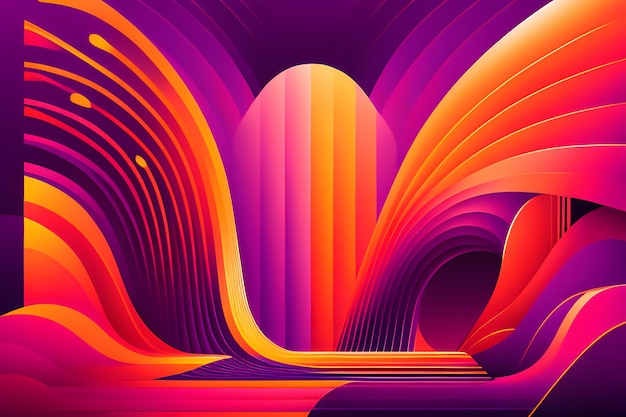 Purple and orange background with abstract shapes