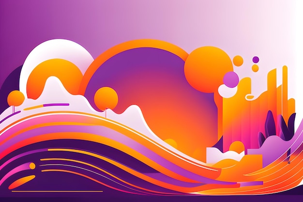 Purple and orange background with abstract shapes