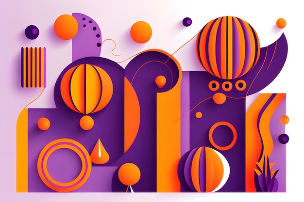 Purple and orange background with abstract shapes