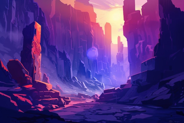 Purple and Orange Canyon Landscape